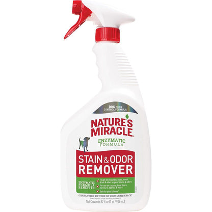 Nature's Miracle Dog Stain & Odor Remover, 32 oz Bottle, Enzymatic Cleaner Formula