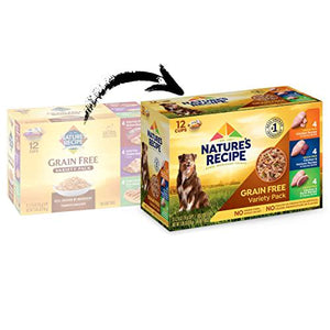 Nature's Recipe Wet Dog Food Variety 12 Cups 2.75 oz Grain Free Chicken Venison Duck Broth Recipes