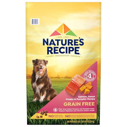 Nature's Recipe Grain Free Dog Food Salmon Sweet Potato Pumpkin 24 lb Bag