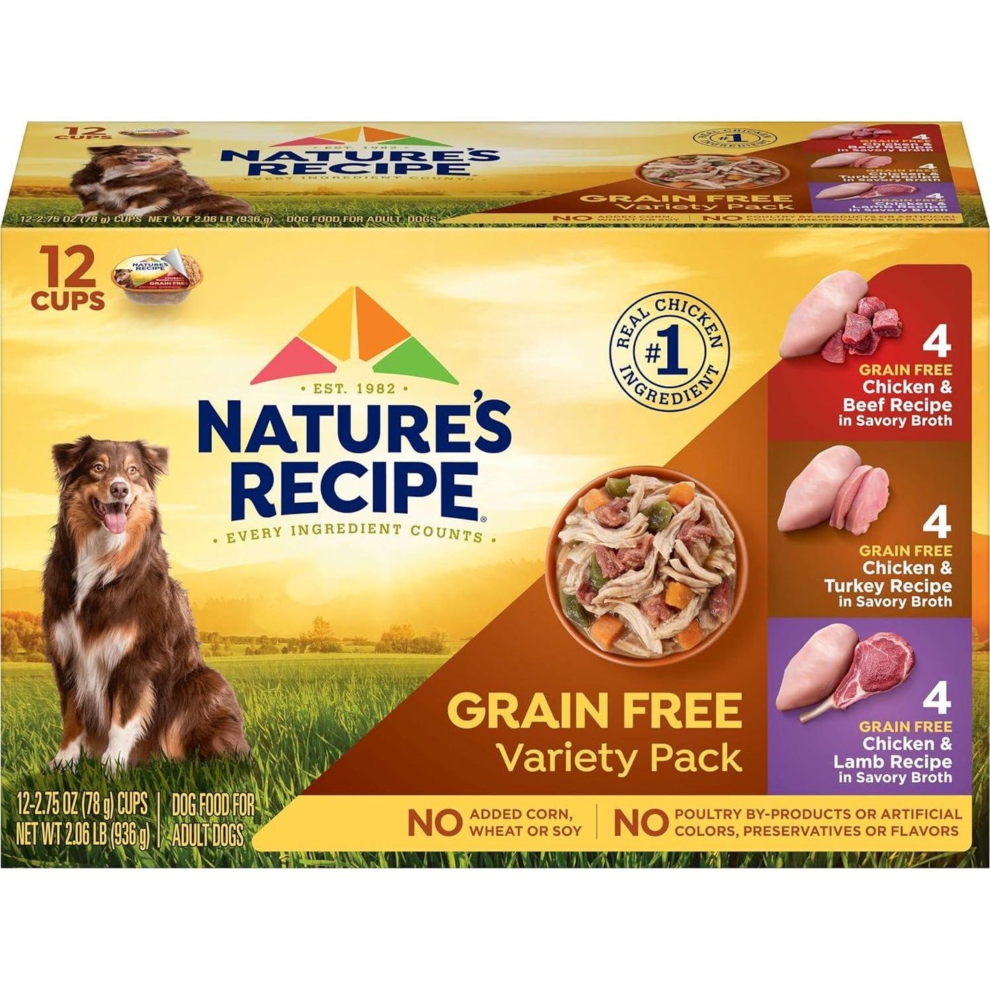 Nature's Recipe Wet Dog Food Variety Pack Grain Free 2.75 oz 12 Pack with Chicken Flavors