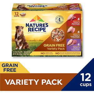 Nature's Recipe Wet Dog Food Variety Pack Grain Free 2.75 oz 12 Pack with Chicken Flavors