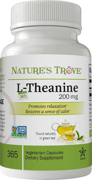 Nature’s Trove L-Theanine, 200mg, Super Value Size, 365 Vegetarian Capsules