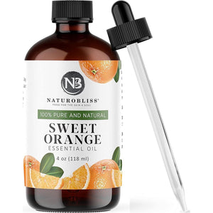 NaturoBliss NaturoBliss 100% Pure And Natural Sweet Orange Essential Oil Therapeutic Grade Premium Quality Oil With Glass Dropper - Huge 4 Fl. Oz - Perfect For Aromatherapy And Relaxation