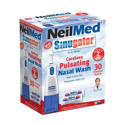 NeilMed Sinugator Cordless Pulsating Nasal Wash & Premixed Packets 30 Count