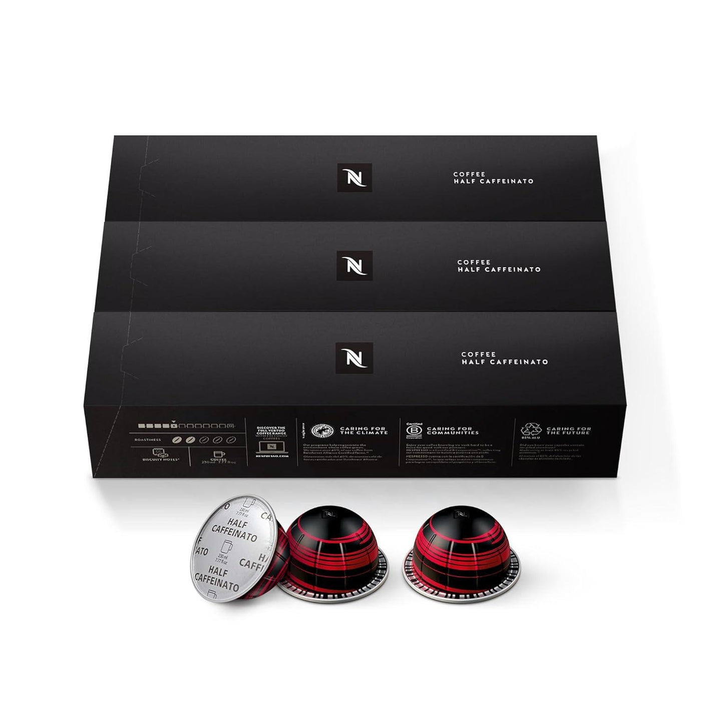 Nespresso Nespresso Capsules Vertuo, Half Caffeinato, Mild Roast Coffee, 30-Count Coffee Pods, Brews 7.8oz.