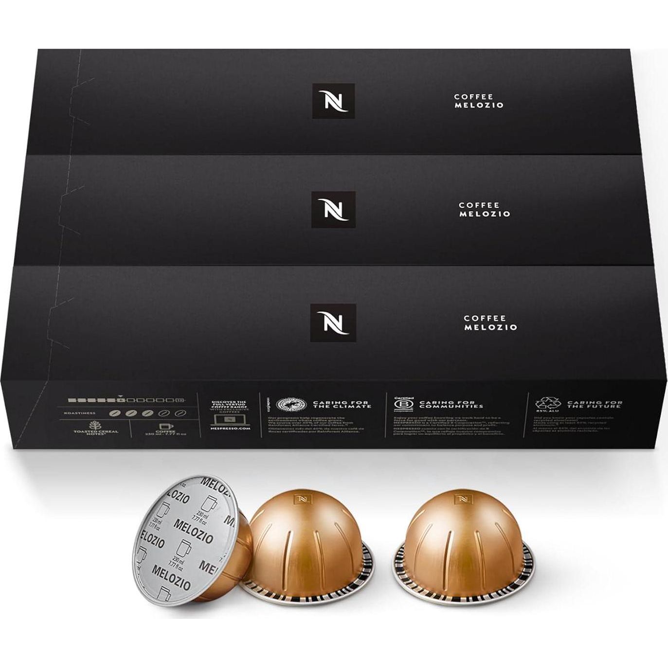 Nespresso Nespresso Capsules Vertuo, Melozio, Medium Roast Coffee, 30-Count Coffee Pods, Brews 7.8oz.