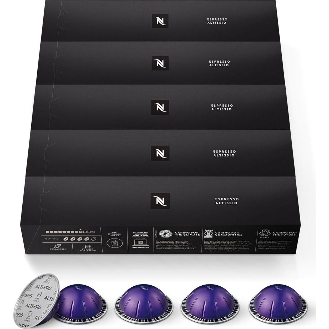 Nespresso Nespresso Capsules Vertuo, Altissio, Medium Roast Espresso Coffee, 50 Count Espresso Pods, Brews 1.35oz.