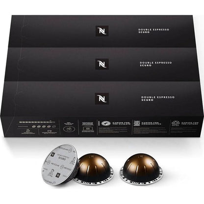 Nespresso Vertuo Double Espresso Scuro Capsules, 30 Count, Dark Roast Espresso Pods, Brews 27 oz for Bold Flavor