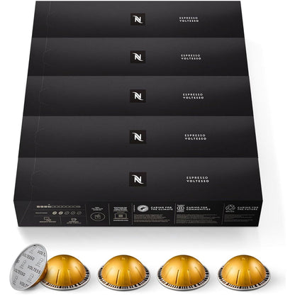 Nespresso Vertuo Voltesso Mild Roast Espresso Pods, 50 Count, 135oz Brews