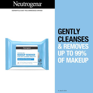 Neutrogena Ultra-Soft Cleansing Towelettes Fragrance Free Makeup Remover Wipes 25 Count