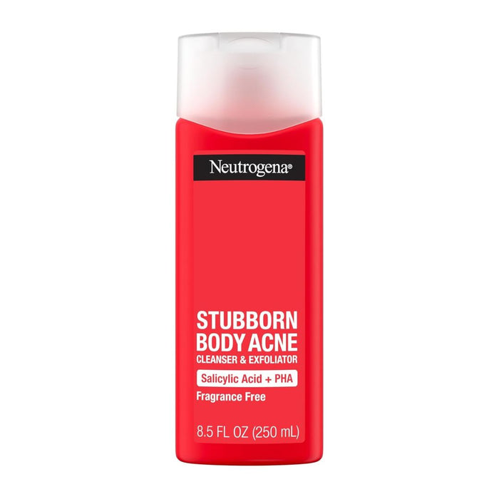 Neutrogena Stubborn Body Acne Salicylic Acid + PHA Fragrance Free Cleanser & Exfoliator 250ml,070501064283