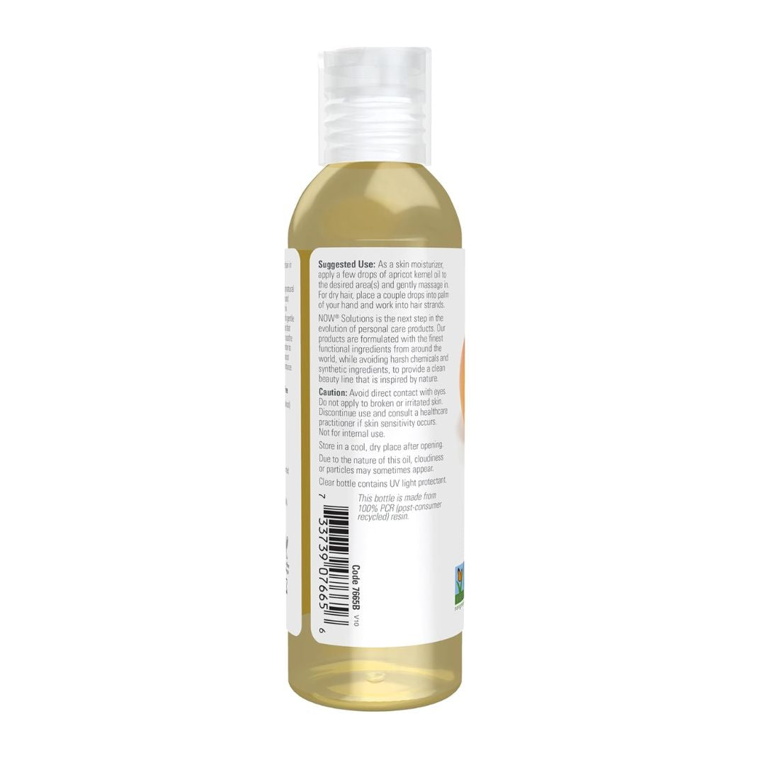 Now Foods Solutions Apricot Pure Moisturizing Oil For Dry Hair & Fine Lines 118ml,733739076656
