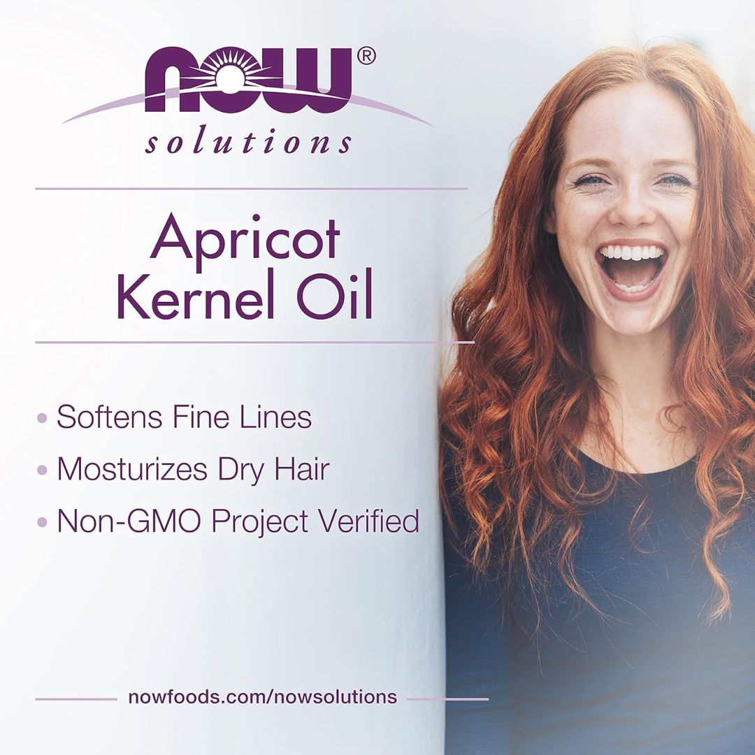 Now Foods Solutions Apricot Pure Moisturizing Oil For Dry Hair & Fine Lines 118ml,733739076656