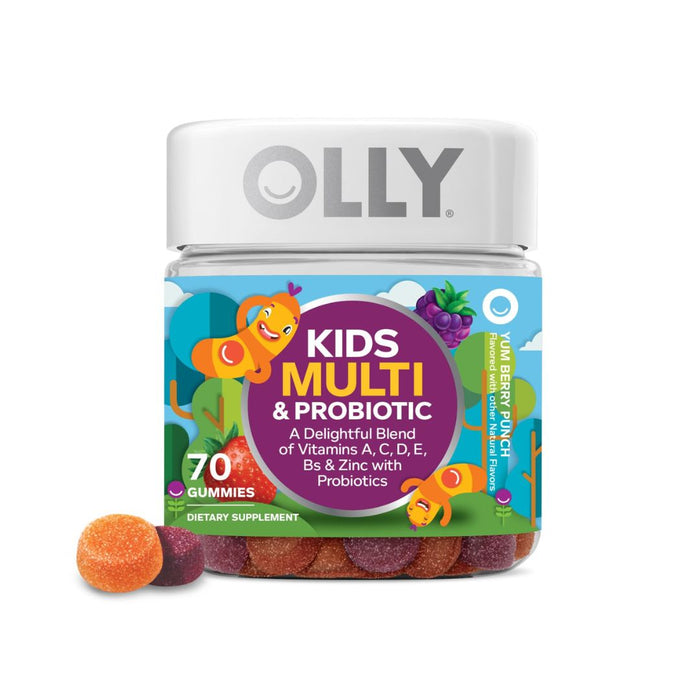 OLLY Kids Multi & Probiotic Yum Berry Punch Flavor 70 Gummies,858158005039
