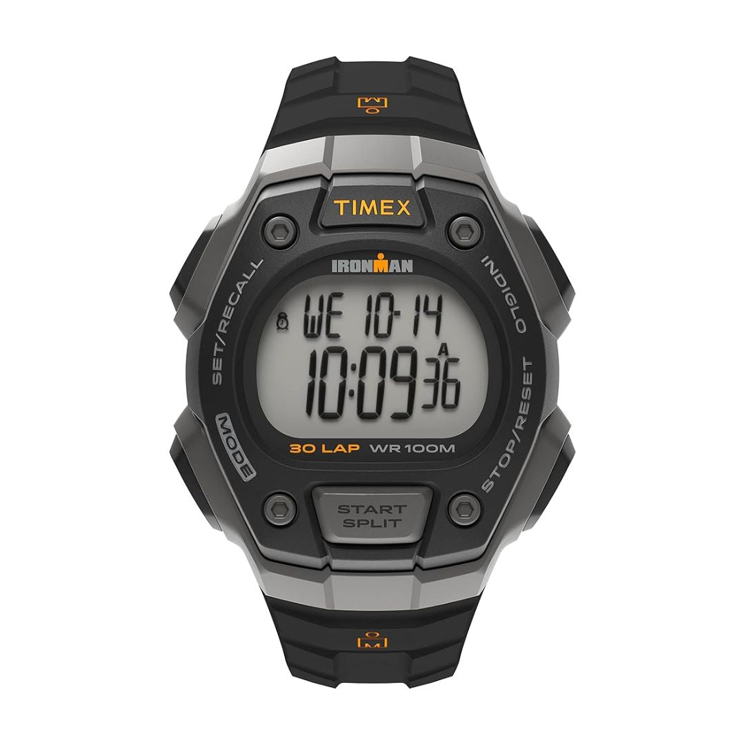 TIMEX Men Ironman Classic Black & Silver Tone Stainless Steel Case & Resin Band Watch,753048551446