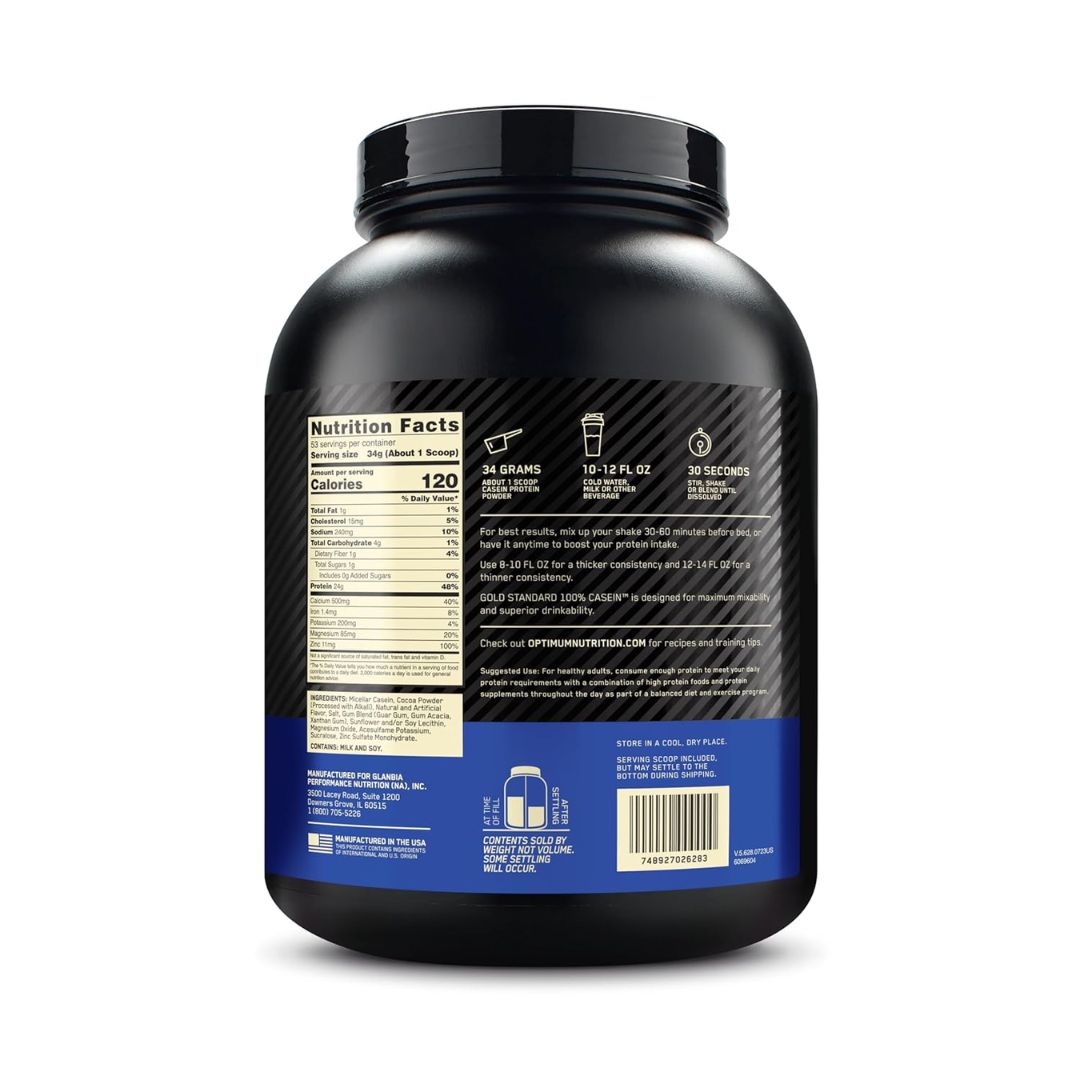 Optimum Nutrition Gold Standard 100% Casein Chocolate Peanut Butter Flavor Protein Powder 1.8kg,748927026283