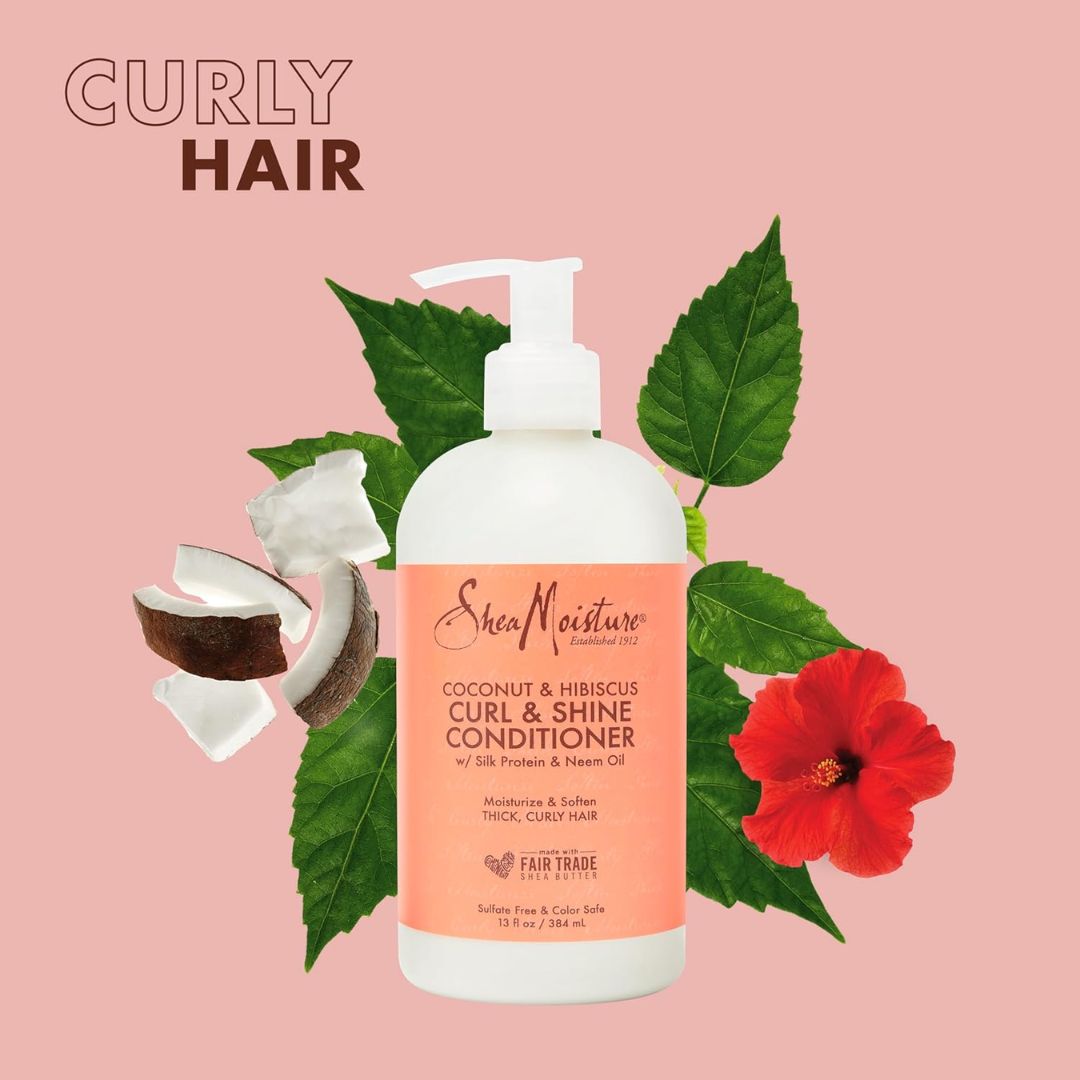 Shea Moisture Coconut & Hibiscus Curl & Shine Conditioner For Thick & Curly Hair 384ml,764302290629