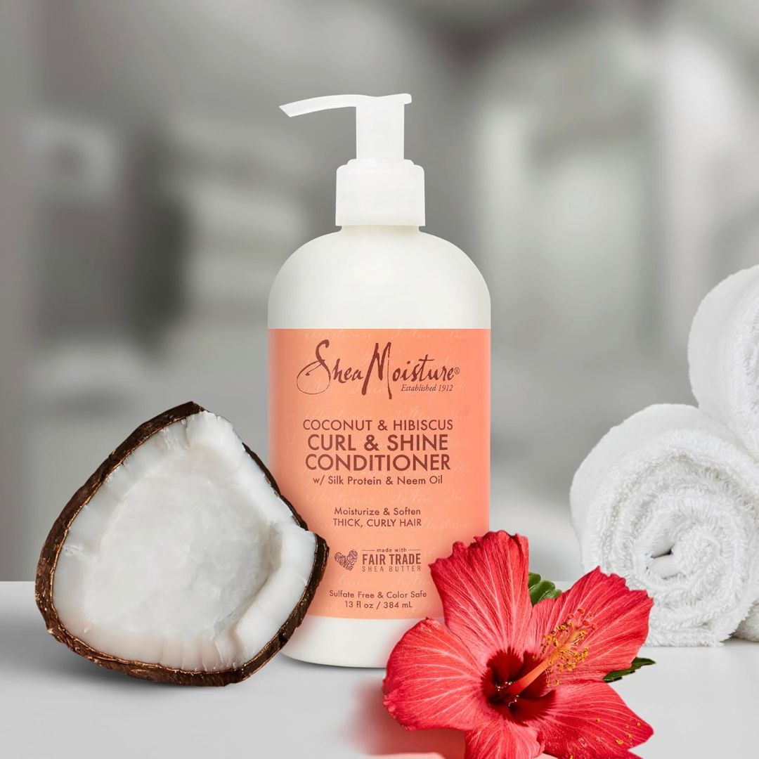 Shea Moisture Coconut & Hibiscus Curl & Shine Conditioner For Thick & Curly Hair 384ml,764302290629
