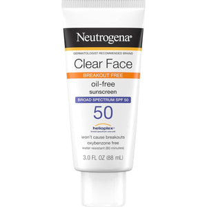Neutrogena Neutrogena Clear Face Sunscreen Lotion For Acne-Prone Skin, Broad Spectrum SPF 50 Facial Sunscreen For Oily Skin, Oil-, Fragrance- And Oxybenzone-Free Water Resistant Sunscreen, 3 Fl. Oz