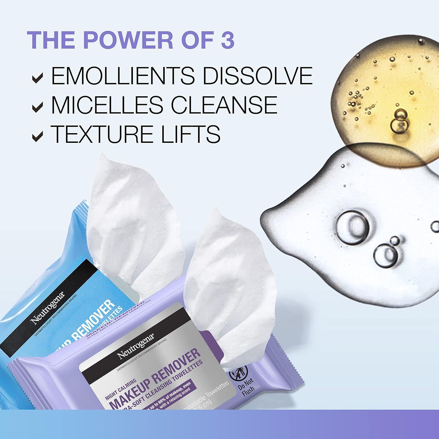 Neutrogena Day And Night Wipes, Makeup Remover Face Cleansing Towelettes And Night Calming Facial Cloths, 100% Plant Based Fibers Wipe Away Dirt, Alcohol-Free, 3 Packs Of 25 Ct, 75 Ct,