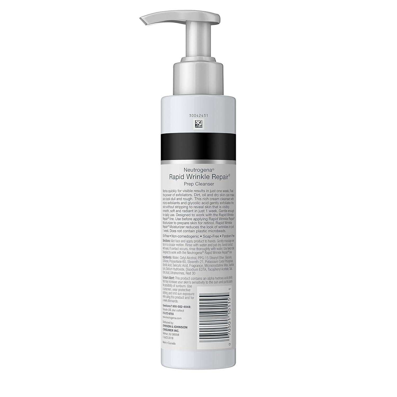 Neutrogena Rapid Wrinkle Repair Anti-Wrinkle Retinol Prep Facial Cream Cleanser With Glycolic Acid And Micro-Exfoliant To Gently Cleanse And Exfoliate Skin, Oil-Free And Non-Comedogenic, 5 Oz,