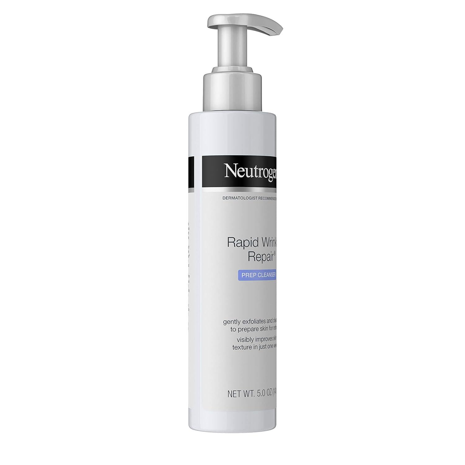 Neutrogena Rapid Wrinkle Repair Anti-Wrinkle Retinol Prep Facial Cream Cleanser With Glycolic Acid And Micro-Exfoliant To Gently Cleanse And Exfoliate Skin, Oil-Free And Non-Comedogenic, 5 Oz,