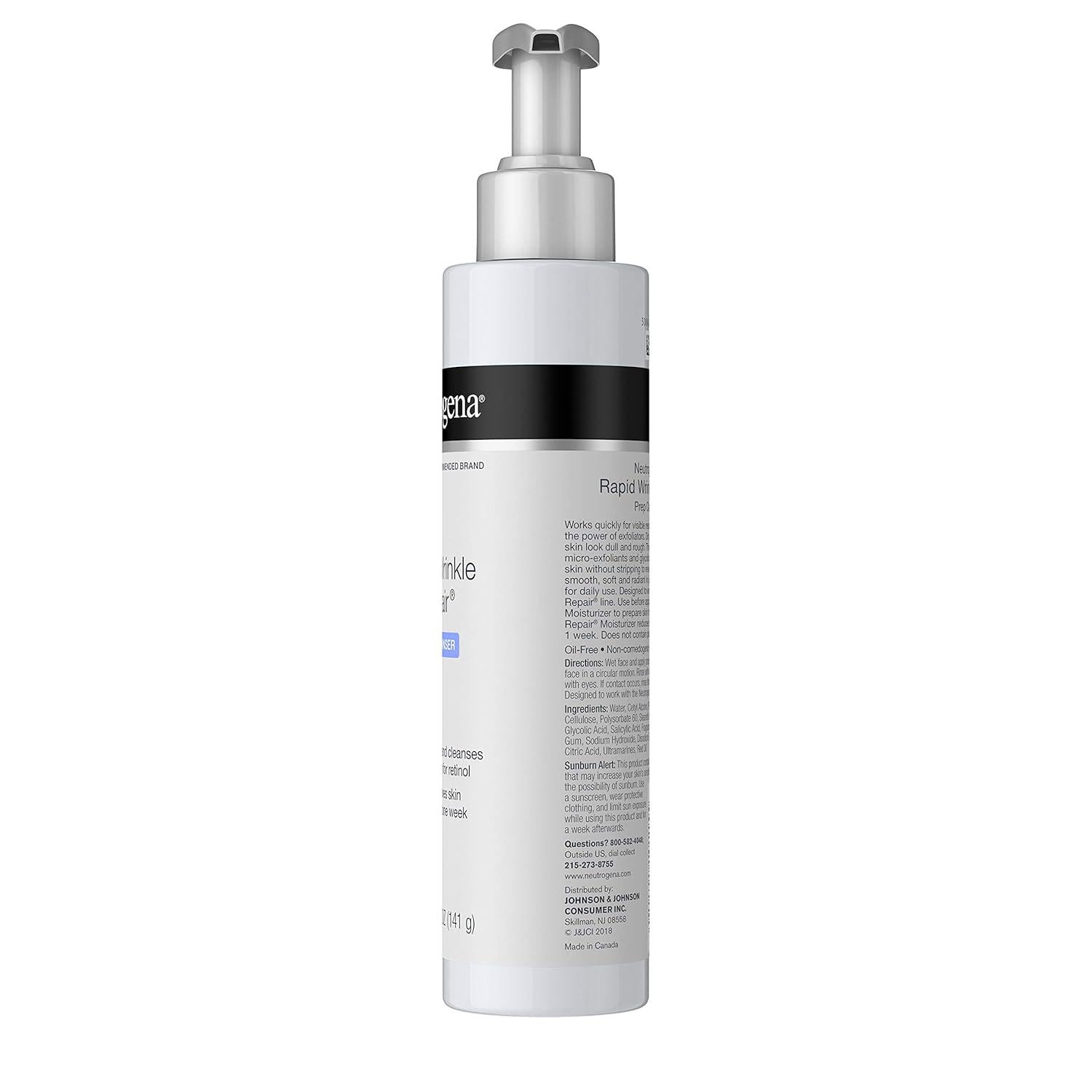 Neutrogena Rapid Wrinkle Repair Anti-Wrinkle Retinol Prep Facial Cream Cleanser With Glycolic Acid And Micro-Exfoliant To Gently Cleanse And Exfoliate Skin, Oil-Free And Non-Comedogenic, 5 Oz,