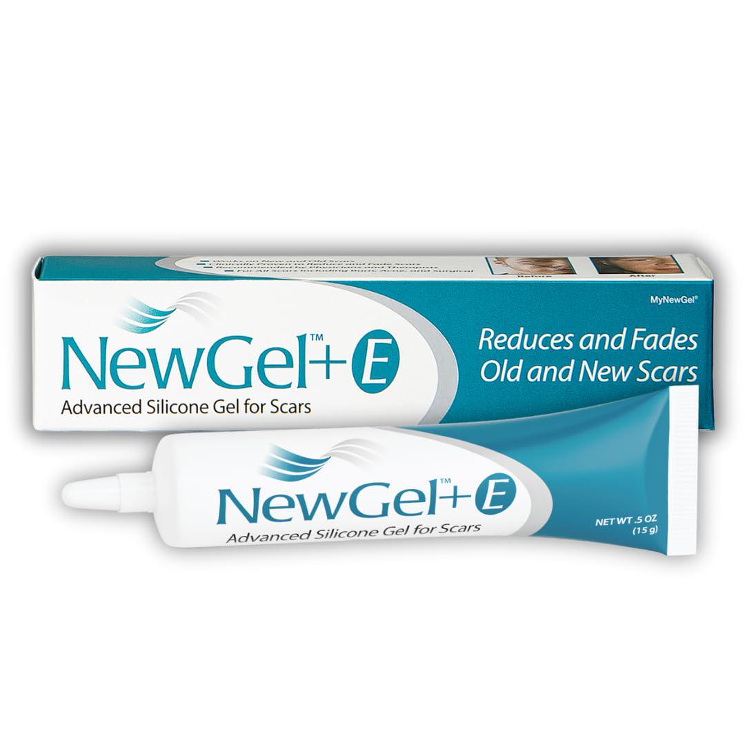 NewGel+E Advanced Silicone Scar Treatment Gel For Old And New Scars W Vitamin E, For Surgery, Injury, Keloids, Burns, And Facial Blemish Scars (15 Grams),