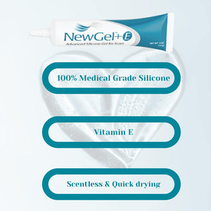 NewGel+E Advanced Silicone Scar Treatment Gel For Old And New Scars W Vitamin E, For Surgery, Injury, Keloids, Burns, And Facial Blemish Scars (15 Grams),