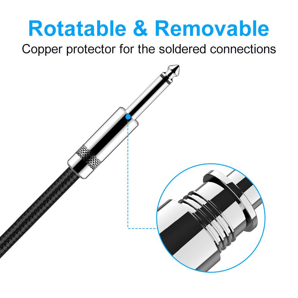 New Bee Guitar Cable 6ft Electric Instrument Cable Bass AMP Cord 1/4 Straight To Straight For Electric Guitar, Bass Guitar, Electric Mandolin, Pro Audio, Black,