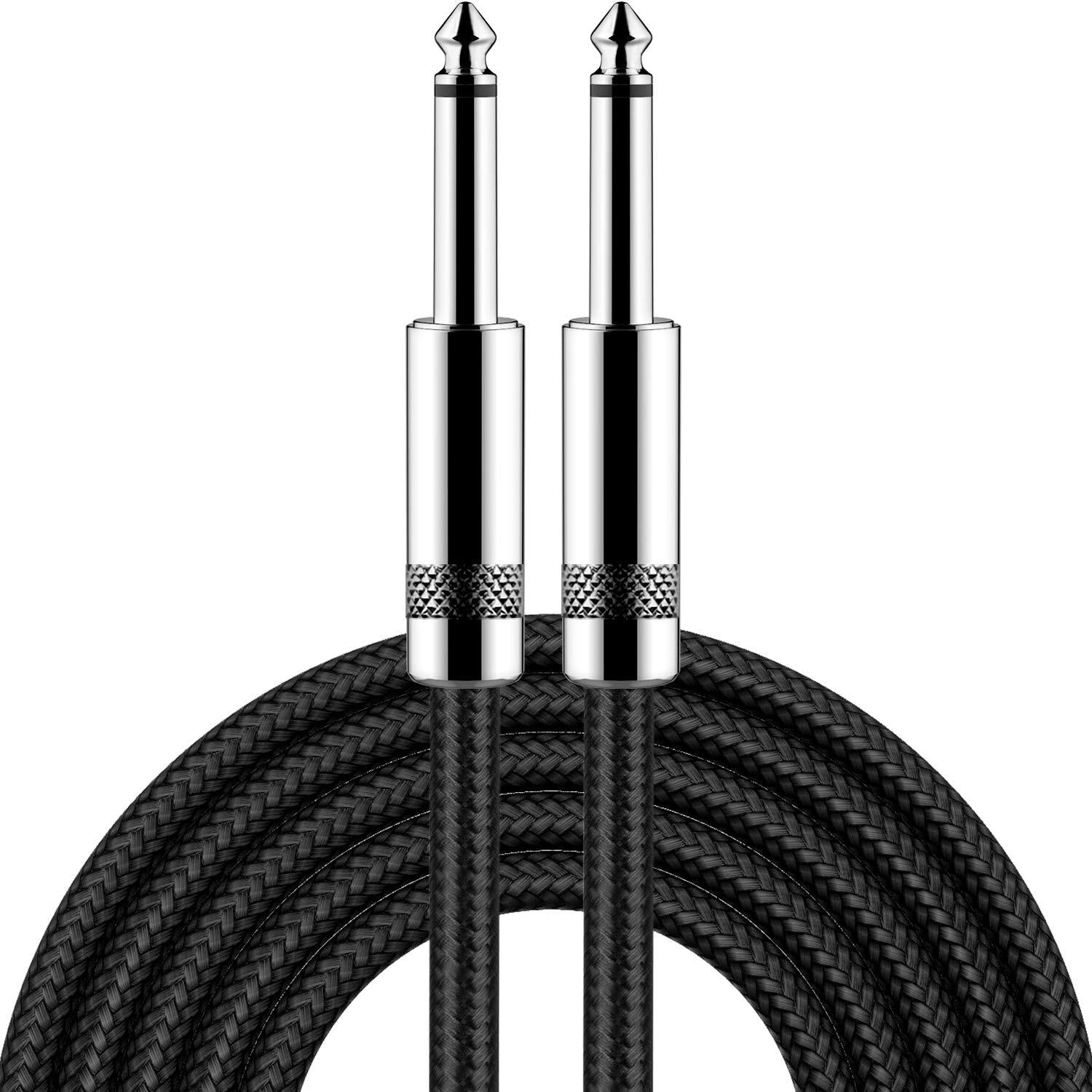 New Bee Guitar Cable 6ft Electric Instrument Cable Bass AMP Cord 1/4 Straight To Straight For Electric Guitar, Bass Guitar, Electric Mandolin, Pro Audio, Black,