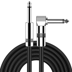New Bee Guitar Cable 10ft Electric Instrument Bass AMP Cord For Electric Mandolin, Pro Audio (Right Angle To Straight, Black),