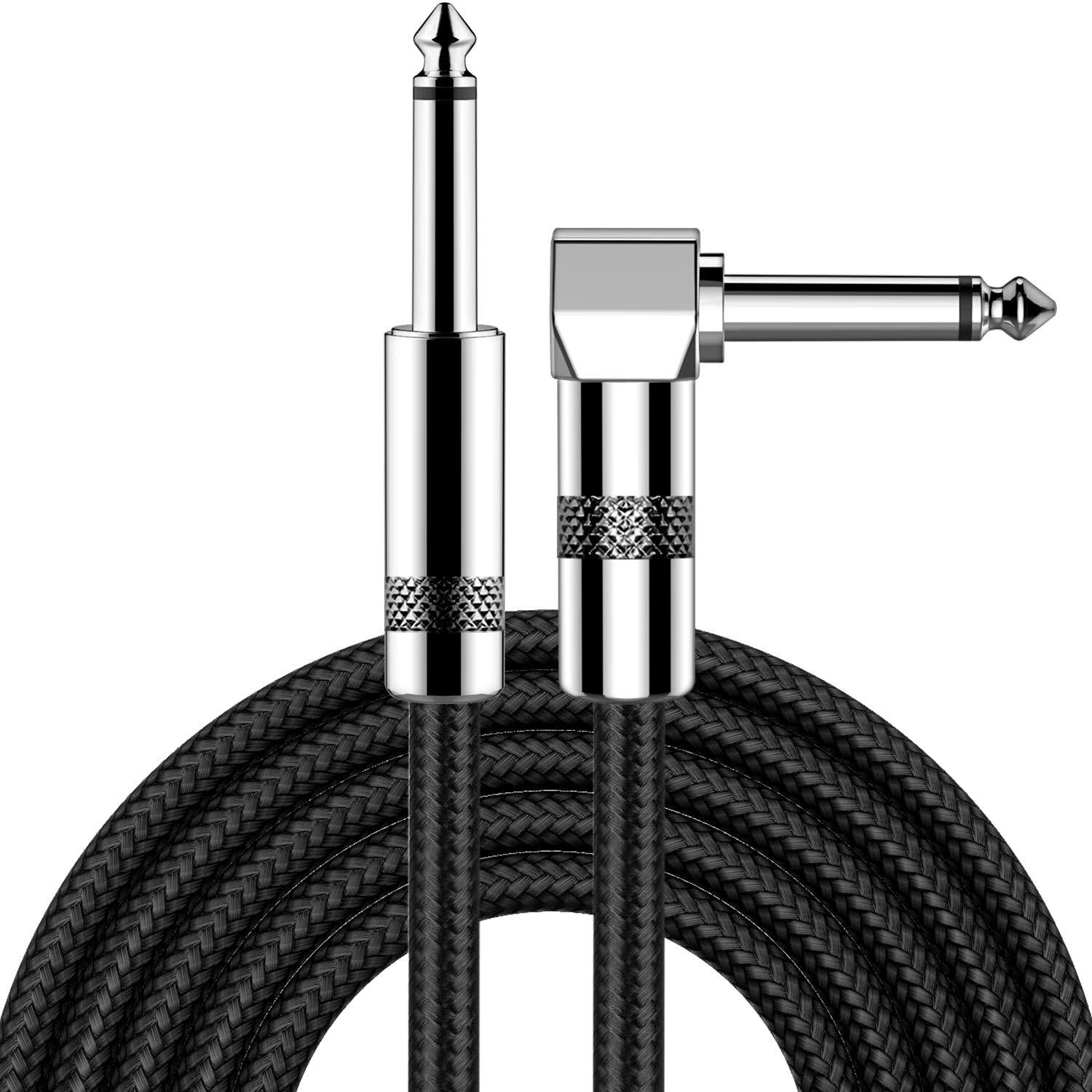 New Bee Guitar Cable 20 Ft Electric Instrument Cable Bass AMP Cord 1/4 Straight To Straight For Electric Guitar, Bass Guitar, Electric Mandolin, Pro Audio (Right Angle),