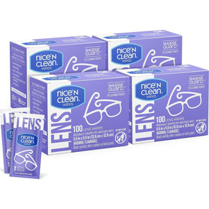 Nice 'N Clean SmudgeGuard Lens Wipes, 400 Total Wipes, Pre-Moistened, Ammonia-Free, Lenses, Eyeglasses, Cameras, Safe for Sunglasses