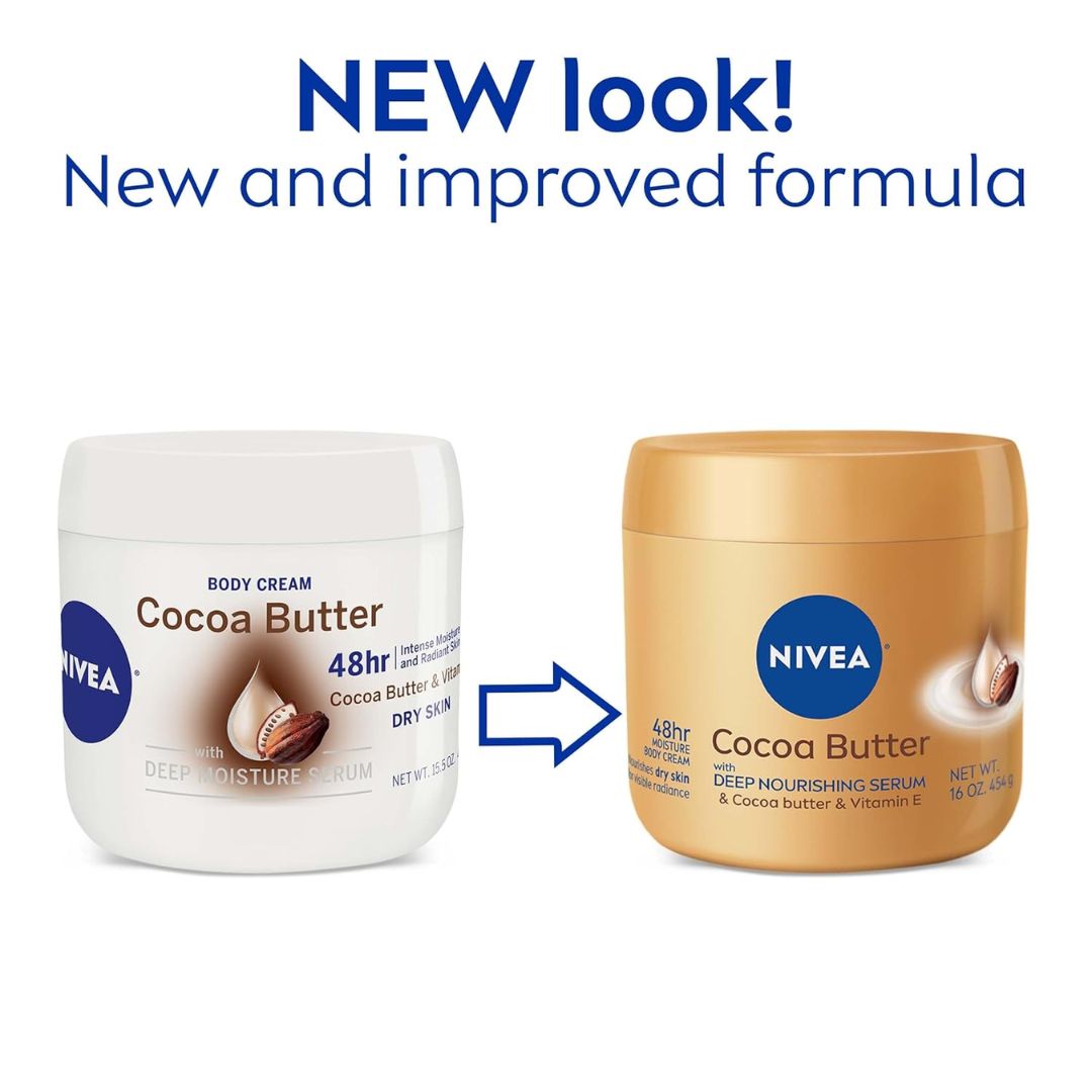 Nivea Cocoa Butter & Vitamin E Deep Nourishing Serum Body Cream For Dry Skin 454g,072140021399