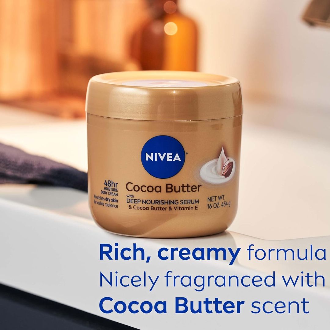 Nivea Cocoa Butter & Vitamin E Deep Nourishing Serum Body Cream For Dry Skin 454g,072140021399