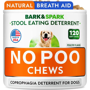 Poo Chews for Dogs Coprophagia Stool Eating Deterrent Poultry Flavor 120 ct with Probiotics Digestive Enzymes Breath Support