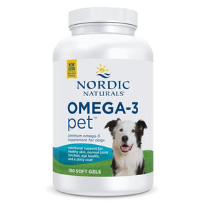Nordic Naturals Omega 3 Pet Soft Gels 180 Count 330 mg Fish Oil for Dogs EPA DHA Skin Coat Heart Health