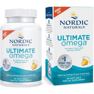 Nordic Naturals Ultimate Omega Soft Gels, Lemon Flavor, 90 Softgels, 1280mg Omega-3, High Potency EPA & DHA for Heart & Brain Health