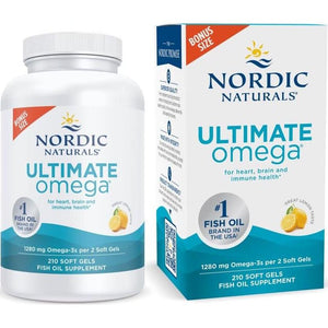 Nordic Naturals Ultimate Omega, Lemon Flavor, 210 Soft Gels (1280mg Omega-3), Promotes Brain & Heart Health, Non-GMO, 105 Servings