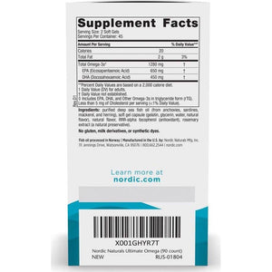 Nordic Naturals Ultimate Omega Soft Gels, Lemon Flavor, 90 Softgels, 1280mg Omega-3, High Potency EPA & DHA for Heart & Brain Health