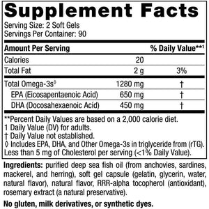 Nordic Naturals Nordic Naturals Ultimate Omega, Lemon Flavor - 180 Soft Gels - 1280 Mg Omega-3 - High-Potency Fish Oil With EPA And DHA - Promotes Brain And Heart Health - Non-GMO - 90 Servings