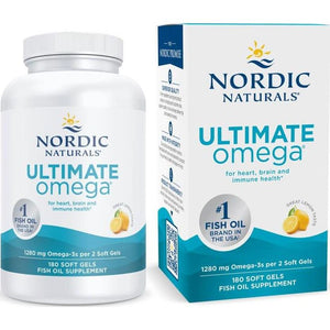 Nordic Naturals Nordic Naturals Ultimate Omega, Lemon Flavor - 180 Soft Gels - 1280 Mg Omega-3 - High-Potency Fish Oil With EPA And DHA - Promotes Brain And Heart Health - Non-GMO - 90 Servings