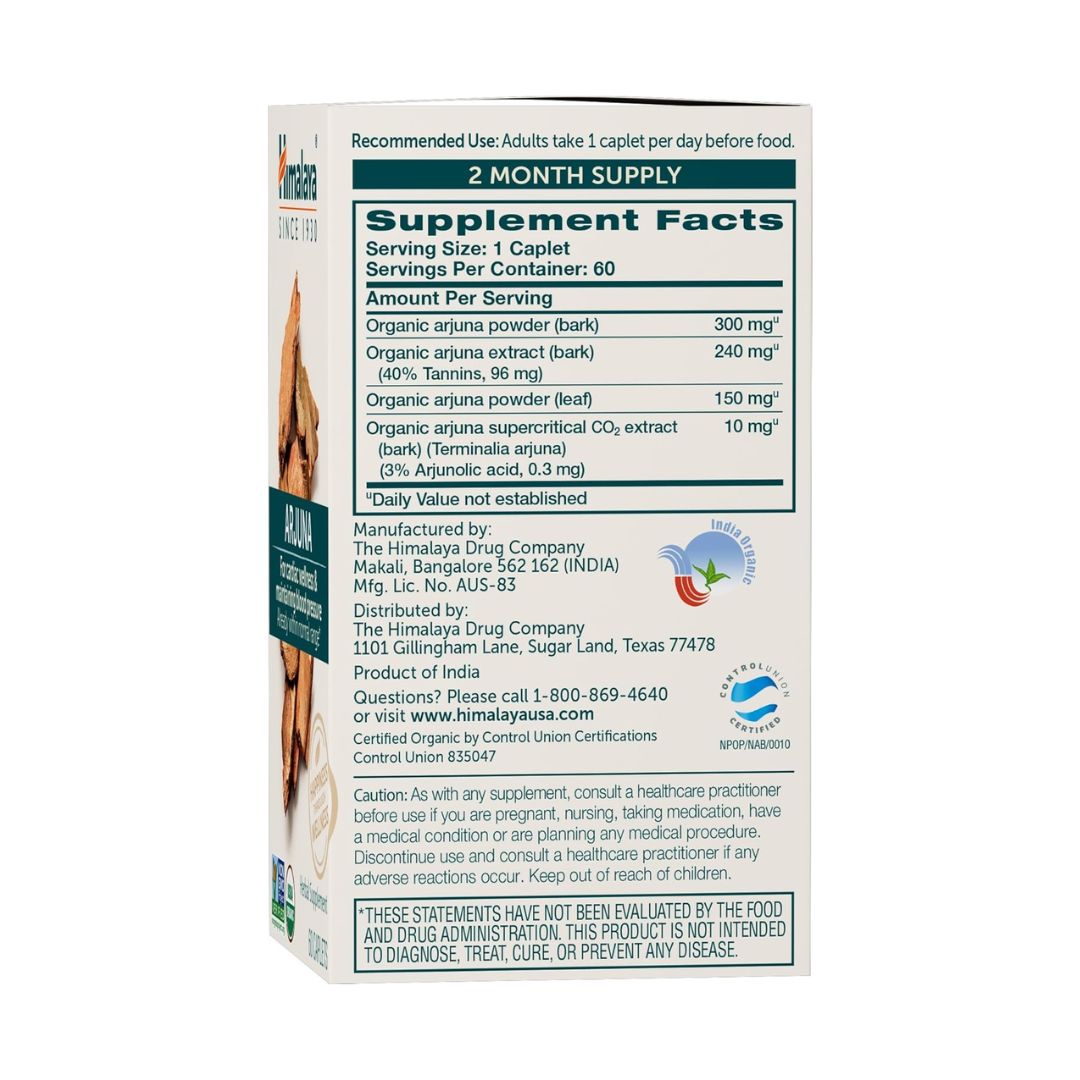 Himalaya Organic Arjuna For Cardiac Wellness & Maintaining Blood Pressure 60 Caplets,605069413015