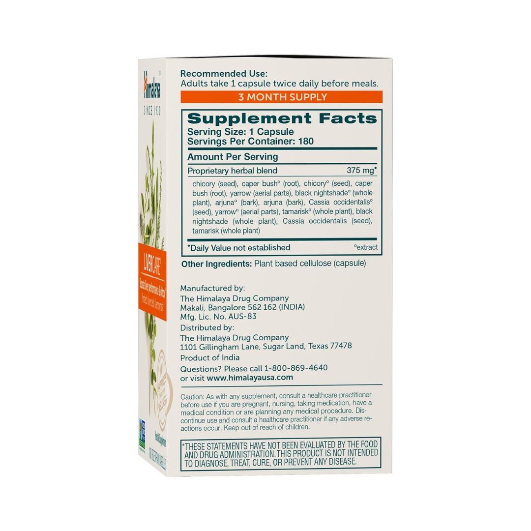 Himalaya Liver Care For Liver Support 180 Veg Capsules,605069005111,