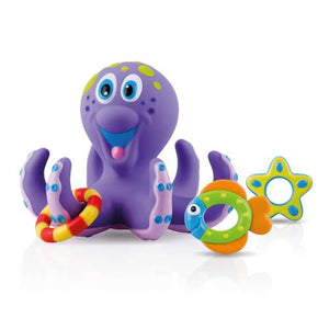 Nuby Floating Octopus Baby Bath Toy Purple with 3 Hoopla Rings for Boys and Girls 18 Months+