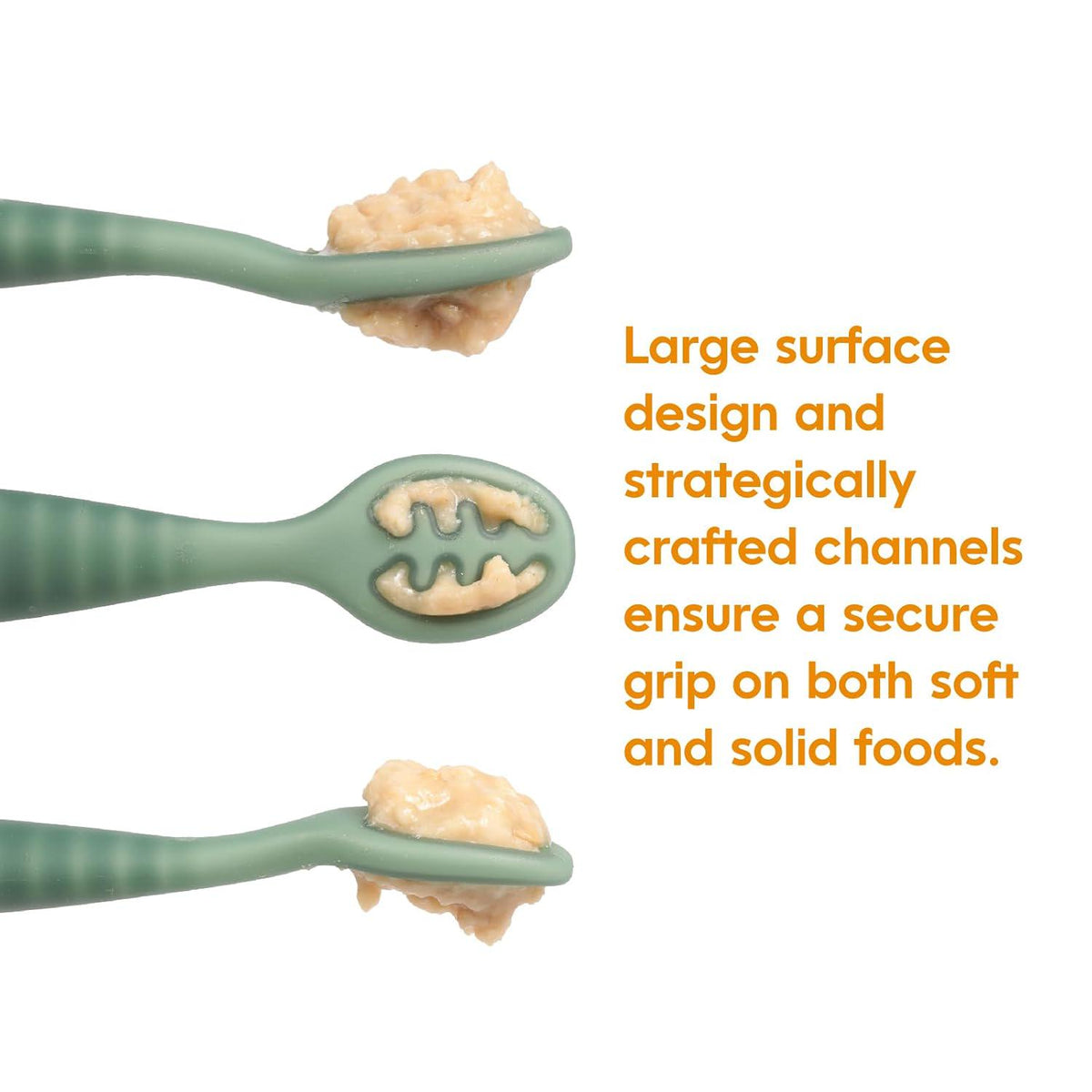 NumNum Baby Spoons Set, Pre-Spoon GOOtensils For Kids Aged 12+ Months - First Stage, Baby Led Weaning (BLW) Spoon - Self Feeding, Silicone Toddler Food Utensils - 1-Pack, 2 Spoons, Beige,850055392274