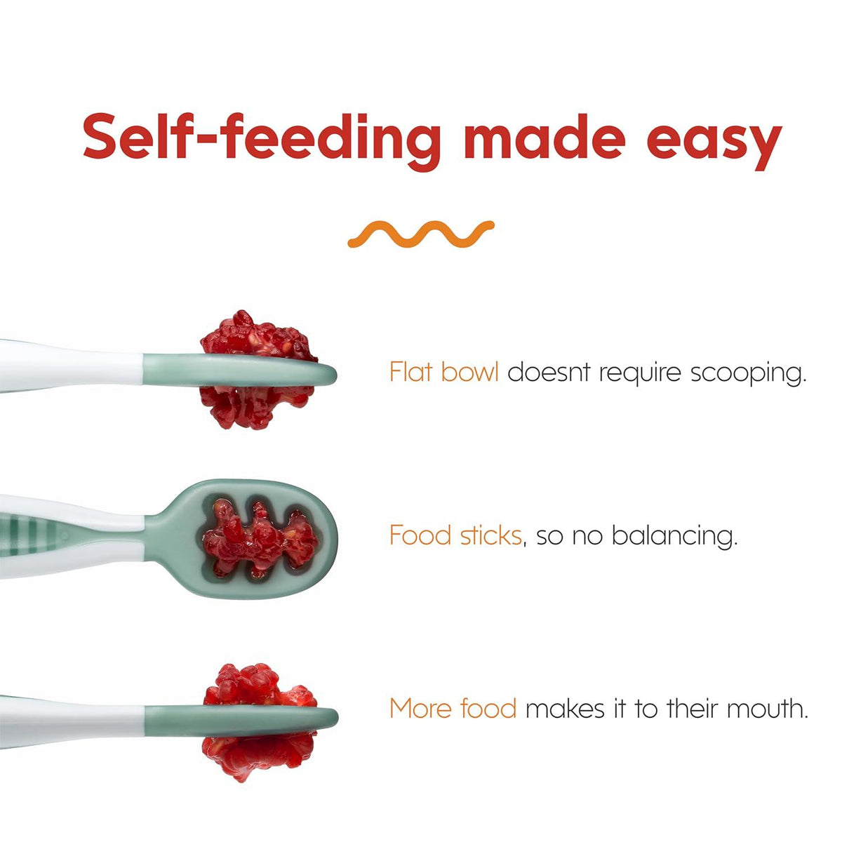 NumNum Baby Spoons Set, Pre-Spoon GOOtensils For Kids Aged 6+ Months - First Stage, Baby Led Weaning (BLW) Spoon - Self Feeding, Silicone Toddler Food Utensils - 2 Spoons, Red/Yellow,850035171165