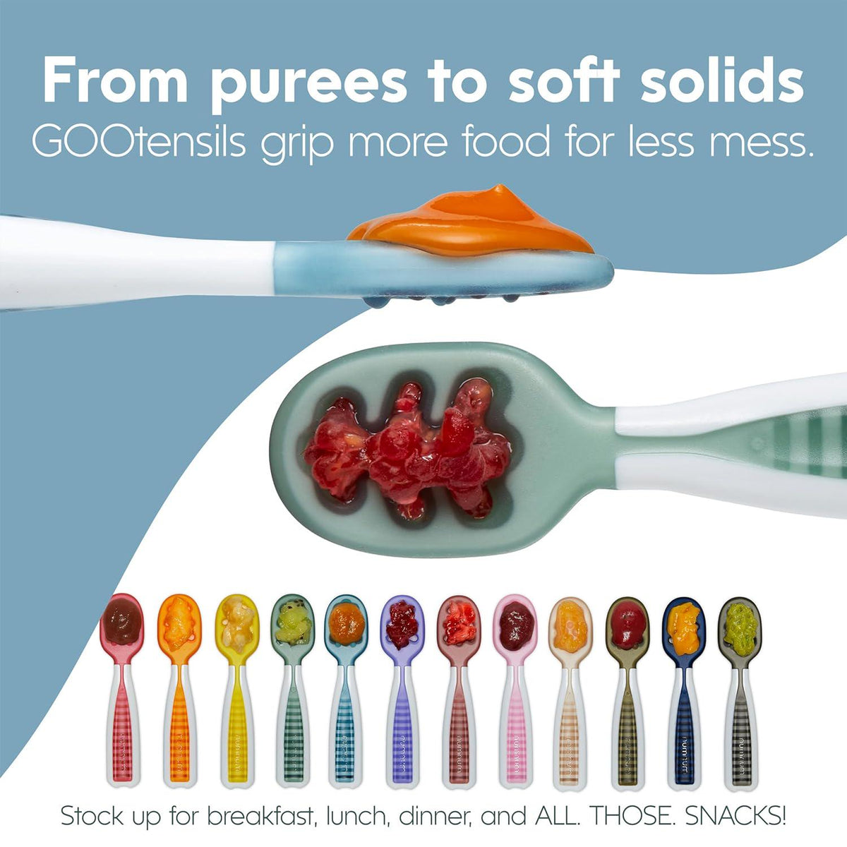 NumNum Baby Spoons Set, Pre-Spoon GOOtensils For Kids Aged 6+ Months - First Stage, Baby Led Weaning (BLW) Spoon - Self Feeding, Silicone Toddler Food Utensils - 6 Spoons, Beach Party,850055392014