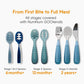 NumNum Baby Spoons Set, Pre-Spoon GOOtensils For Kids Aged 12+ Months - First Stage, Baby Led Weaning (BLW) Spoon - Self Feeding, Silicone Toddler Food Utensils - 1-Pack, 4 Spoons, Blue/Green,850055392106